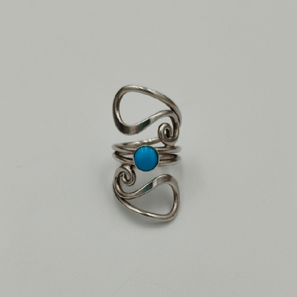 Sterling Silver Swirl Turquoise Ring